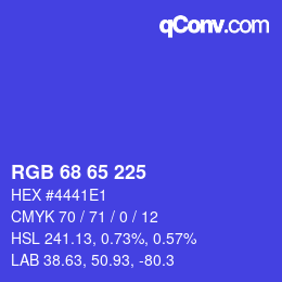カラーコード: RGB 68 65 225 | qconv.com