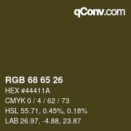 カラーコード: RGB 68 65 26 | qconv.com