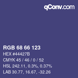 Color code: RGB 68 66 123 | qconv.com