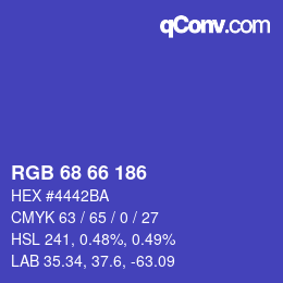 Color code: RGB 68 66 186 | qconv.com