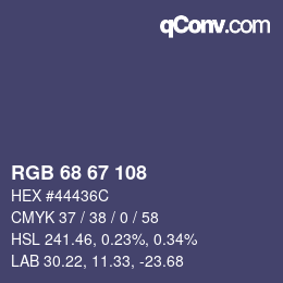 Color code: RGB 68 67 108 | qconv.com