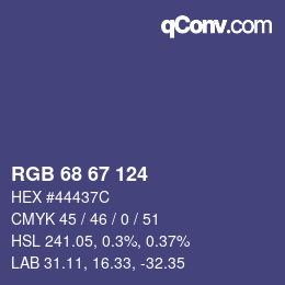 カラーコード: RGB 68 67 124 | qconv.com