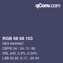 Color code: RGB 68 68 103 | qconv.com