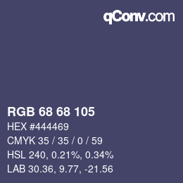 颜色代码: RGB 68 68 105 | qconv.com