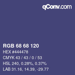 Color code: RGB 68 68 120 | qconv.com