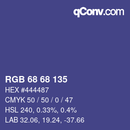 Color code: RGB 68 68 135 | qconv.com