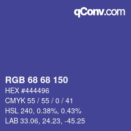 カラーコード: RGB 68 68 150 | qconv.com
