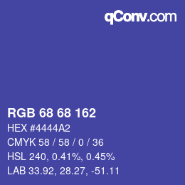 Farbcode: RGB 68 68 162 | qconv.com