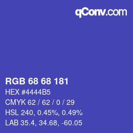 カラーコード: RGB 68 68 181 | qconv.com