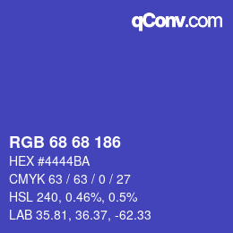 Color code: RGB 68 68 186 | qconv.com