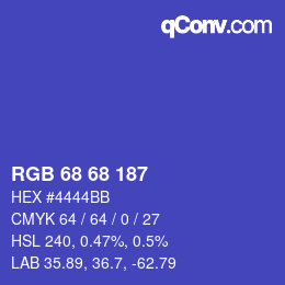 Color code: RGB 68 68 187 | qconv.com