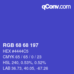 Color code: RGB 68 68 197 | qconv.com