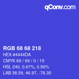 Color code: RGB 68 68 218 | qconv.com