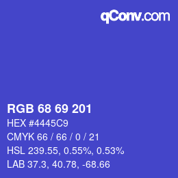 Color code: RGB 68 69 201 | qconv.com
