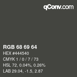 Código de color: RGB 68 69 64 | qconv.com