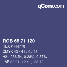 Color code: RGB 68 71 120 | qconv.com