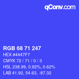 Color code: RGB 68 71 247 | qconv.com