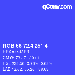 カラーコード: RGB 68 72.4 251.4 | qconv.com