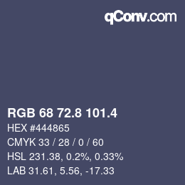 カラーコード: RGB 68 72.8 101.4 | qconv.com