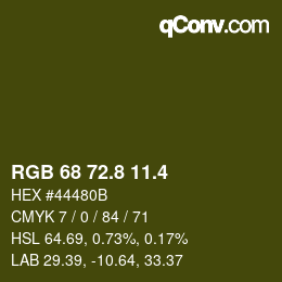 カラーコード: RGB 68 72.8 11.4 | qconv.com