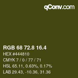 カラーコード: RGB 68 72.8 16.4 | qconv.com