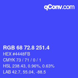 カラーコード: RGB 68 72.8 251.4 | qconv.com
