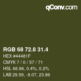 カラーコード: RGB 68 72.8 31.4 | qconv.com