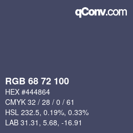 Color code: RGB 68 72 100 | qconv.com