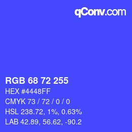 Color code: RGB 68 72 255 | qconv.com