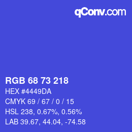 Color code: RGB 68 73 218 | qconv.com