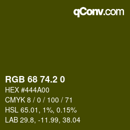カラーコード: RGB 68 74.2 0 | qconv.com