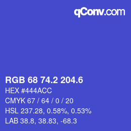 カラーコード: RGB 68 74.2 204.6 | qconv.com