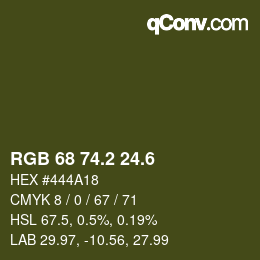 カラーコード: RGB 68 74.2 24.6 | qconv.com