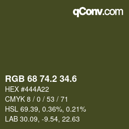 カラーコード: RGB 68 74.2 34.6 | qconv.com