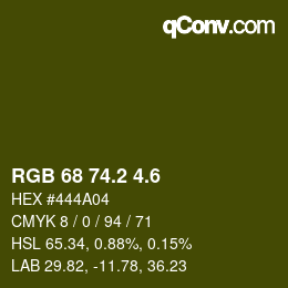 カラーコード: RGB 68 74.2 4.6 | qconv.com