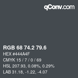 カラーコード: RGB 68 74.2 79.6 | qconv.com