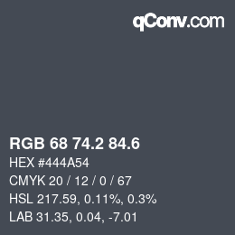 カラーコード: RGB 68 74.2 84.6 | qconv.com