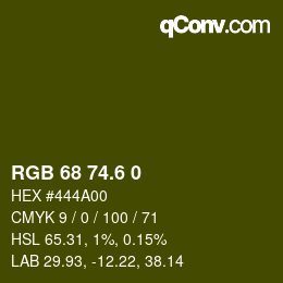 カラーコード: RGB 68 74.6 0 | qconv.com
