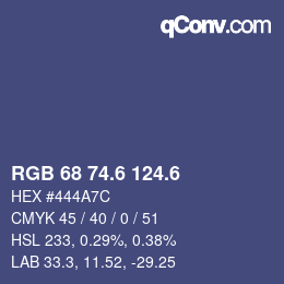 カラーコード: RGB 68 74.6 124.6 | qconv.com