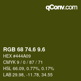 カラーコード: RGB 68 74.6 9.6 | qconv.com
