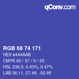 カラーコード: RGB 68 74 171 | qconv.com