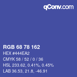 Color code: RGB 68 78 162 | qconv.com