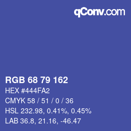 Color code: RGB 68 79 162 | qconv.com