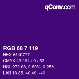 カラーコード: RGB 68 7 119 | qconv.com