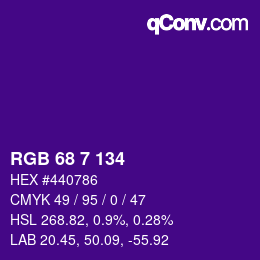 Color code: RGB 68 7 134 | qconv.com