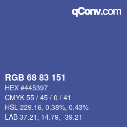 Color code: RGB 68 83 151 | qconv.com