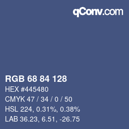 Color code: RGB 68 84 128 | qconv.com