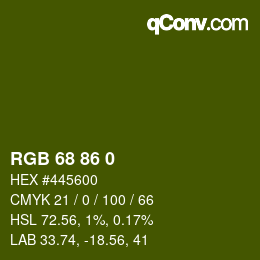 Código de color: RGB 68 86 0 | qconv.com