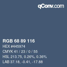 カラーコード: RGB 68 89 116 | qconv.com