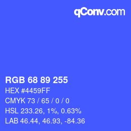颜色代码: RGB 68 89 255 | qconv.com